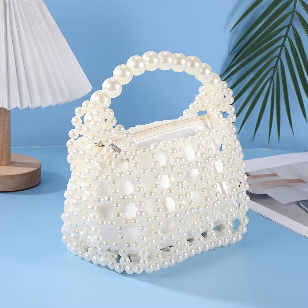 Handmade Evening Dress Bag Hollow Design Evening Dress Bag Socialite Travel Storage Bag Pearl Handbag Senior Gift Bag (052)