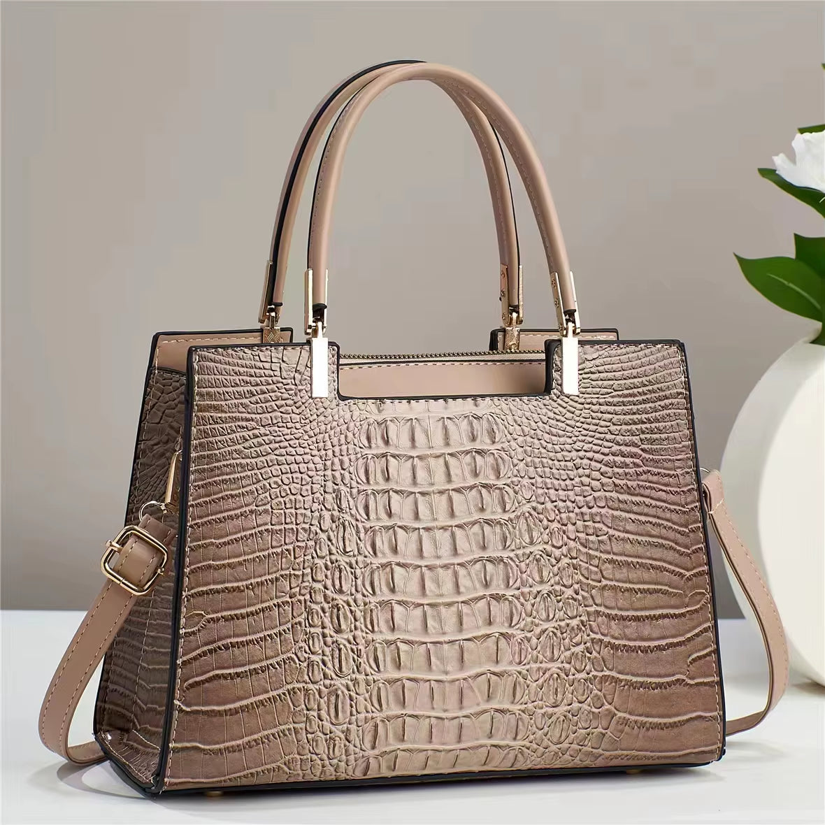 High-Grade Fashion Gradient Crocodile Print Women'S Handbag, Atmospheric Texture All Matching Single Shoulder Crossbody Bag (012)