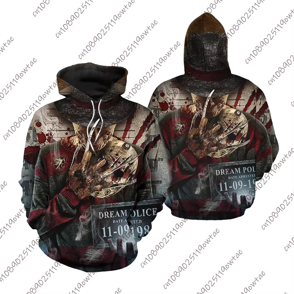 Mens Freddy Krueger a Nightmare on Elm Street Halloween Horror Movie 3D Hoodie Kid Adult Full of Terror Halloween Unisex Costum
