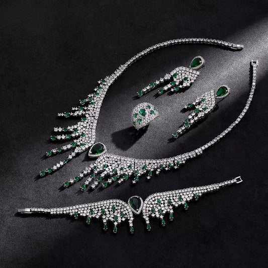 2024 New 4-Piece Bridal Wedding Jewelry Set, Cubic Zirconia, Luxury Women'S Jewelry, Women'S Wedding Party Accessories (039)