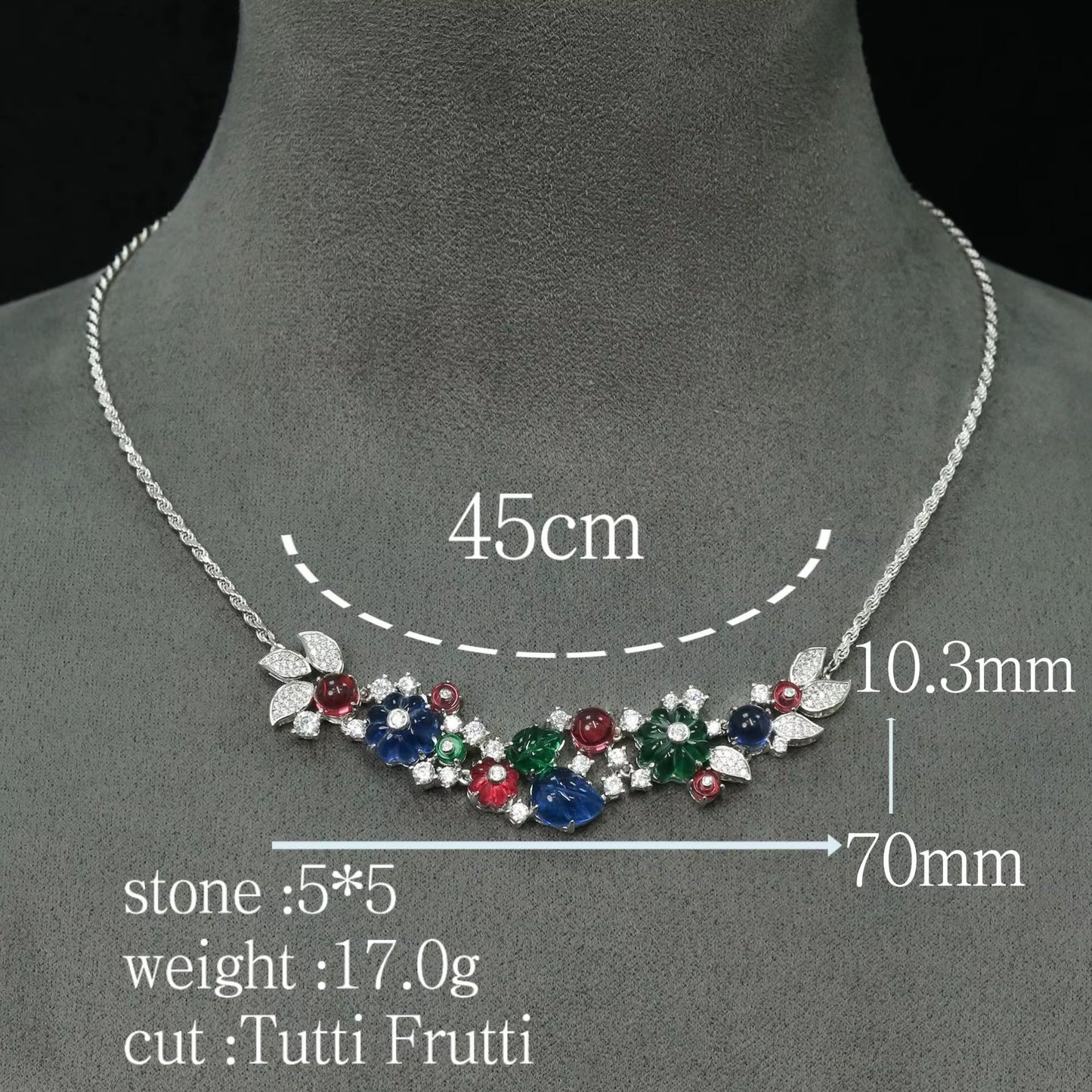 Vintage 925 Sterling Silver Sapphire Ruby Emerald High Carbon Diamonds Gemstone Cocktail Pendant Necklaces Fine Jewelry (082)