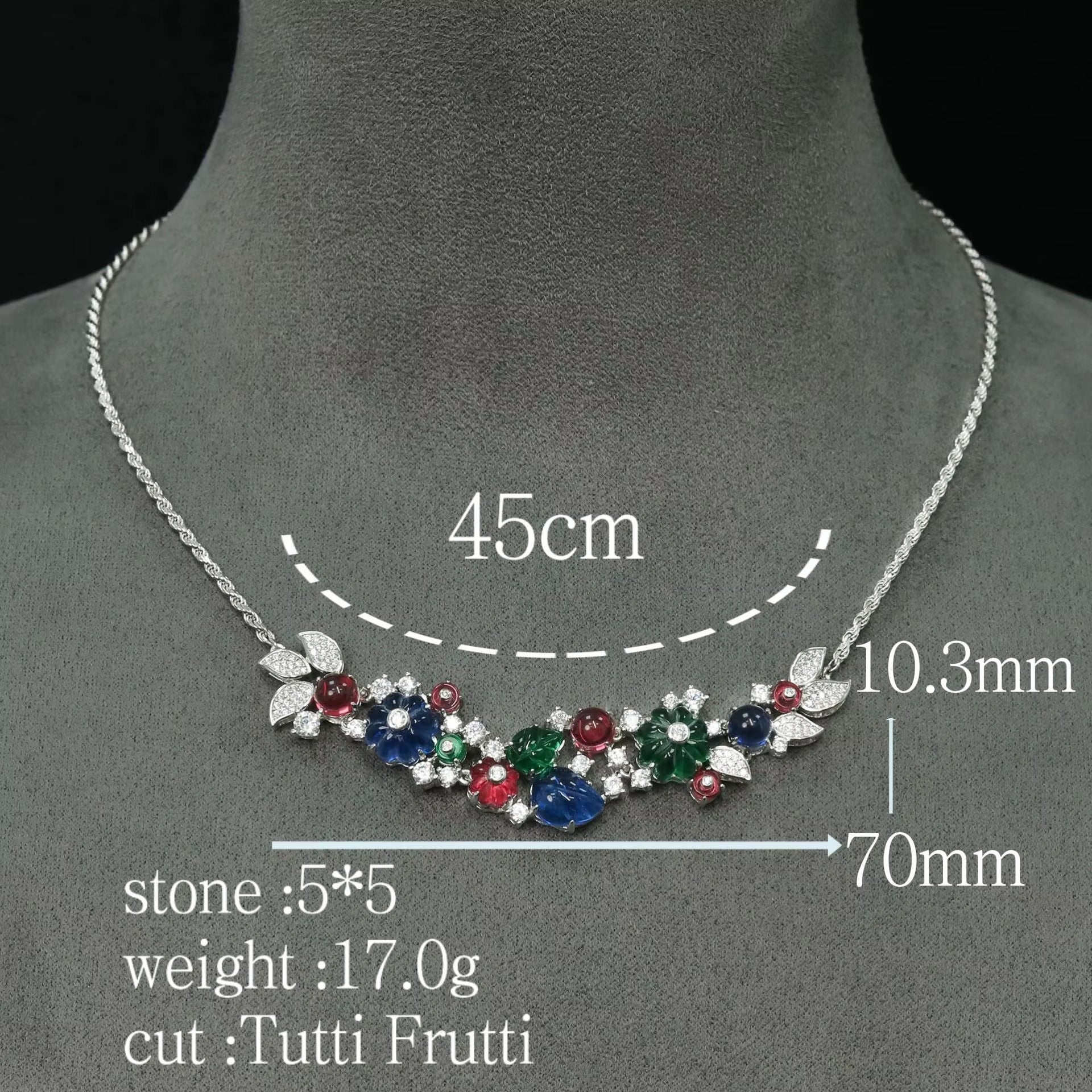 Vintage 925 Sterling Silver Sapphire Ruby Emerald High Carbon Diamonds Gemstone Cocktail Pendant Necklaces Fine Jewelry (082)