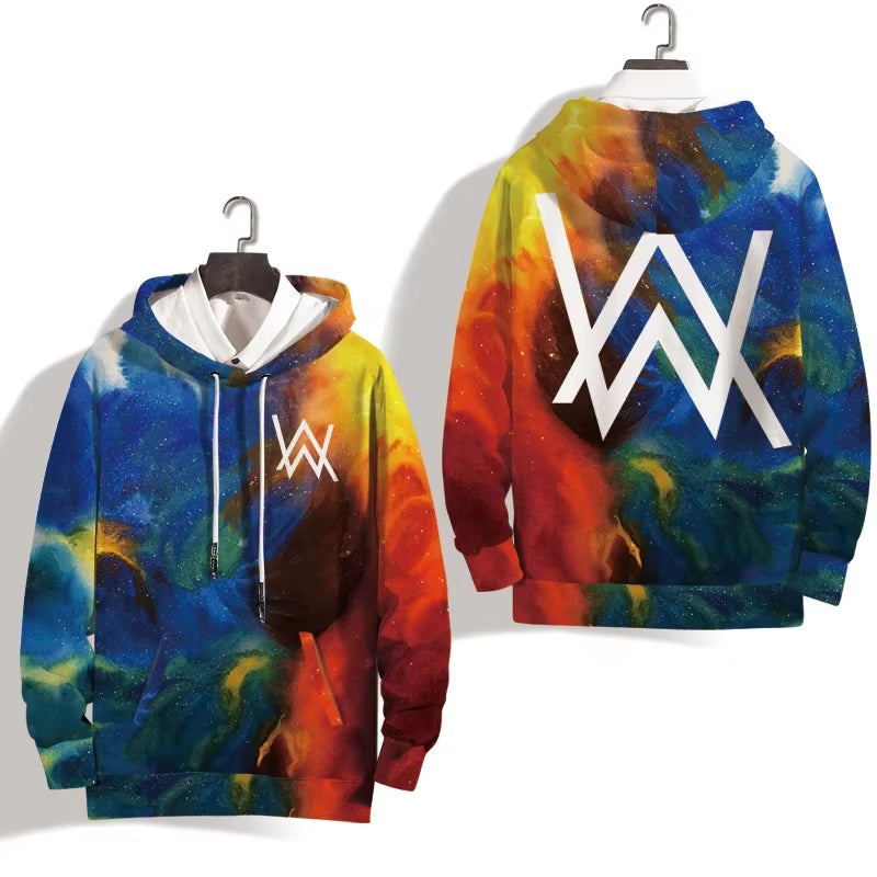 2024 Autumn 3D Printed Autumn Ins Fashion Brand Alanwalker Hoodie Men'S Hooded plus Size Thin Jacket Trendy Men'S Clothing