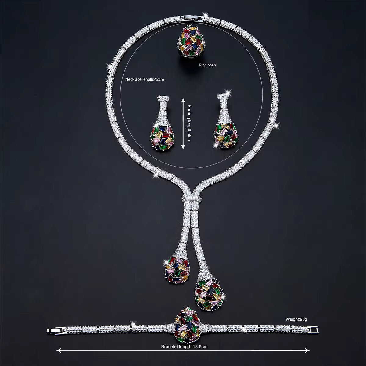 Luxury Wedding Jewelry Nigeria Designed Cubic Zirconia Large Bridal Necklace Earring Set, Suitable for Women'S Jewelry (044)