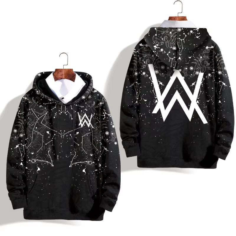 2024 Autumn 3D Printed Autumn Ins Fashion Brand Alanwalker Hoodie Men'S Hooded plus Size Thin Jacket Trendy Men'S Clothing