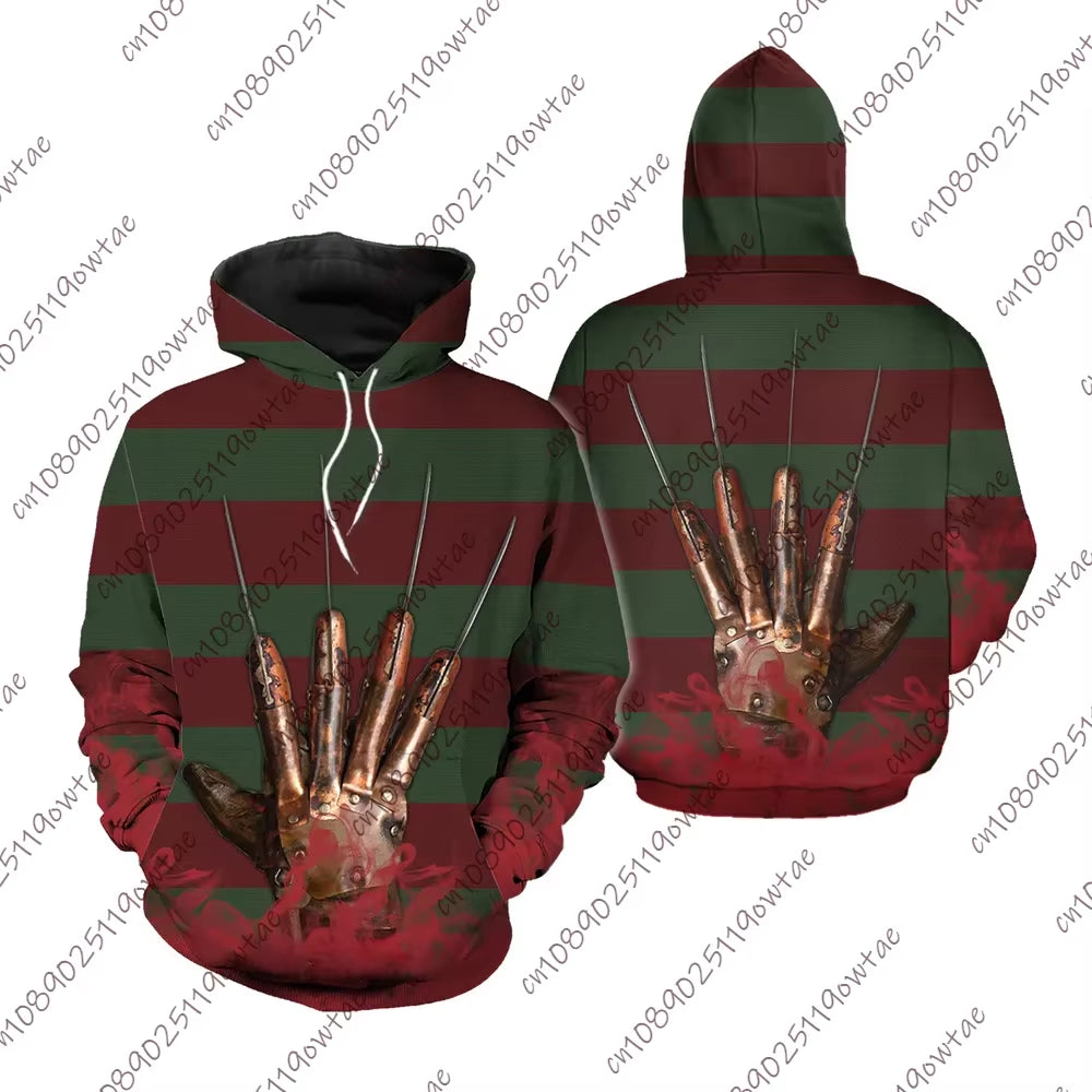 Mens Freddy Krueger a Nightmare on Elm Street Halloween Horror Movie 3D Hoodie Kid Adult Full of Terror Halloween Unisex Costum