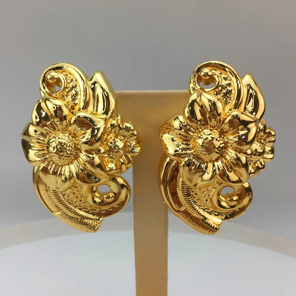 Newest Brazilian Jewelry Copper Long Chain with Earrings Light Weight Earrings for Women FHK18916