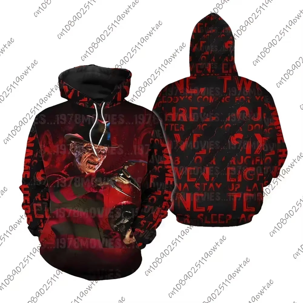 Mens Freddy Krueger a Nightmare on Elm Street Halloween Horror Movie 3D Hoodie Kid Adult Full of Terror Halloween Unisex Costum