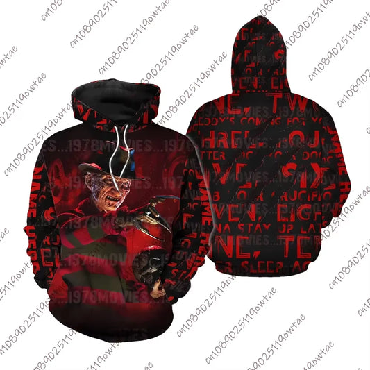 Mens Freddy Krueger a Nightmare on Elm Street Halloween Horror Movie 3D Hoodie Kid Adult Full of Terror Halloween Unisex Costum