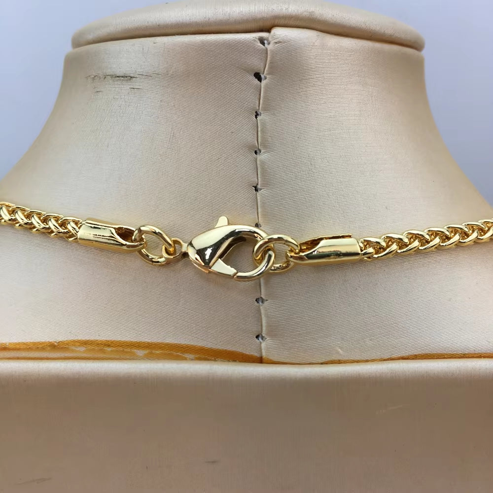 Newest Brazilian Jewelry Copper Long Chain with Earrings Light Weight Earrings for Women FHK18916