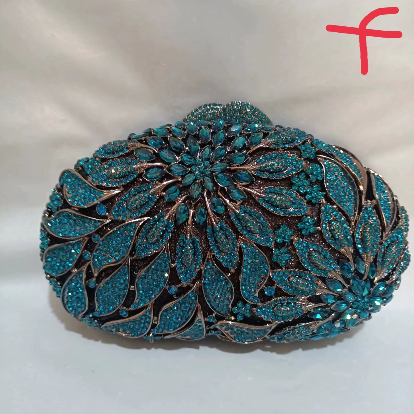 Gold Metal Leaves White Crystals Evening Clutch Bags Luxury Women Wedding Party Purse Ball Handbags Rhinestone Mini Minaudiere (070)