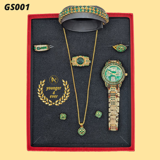 Green Round Rhinestone Quartz Set - GS001