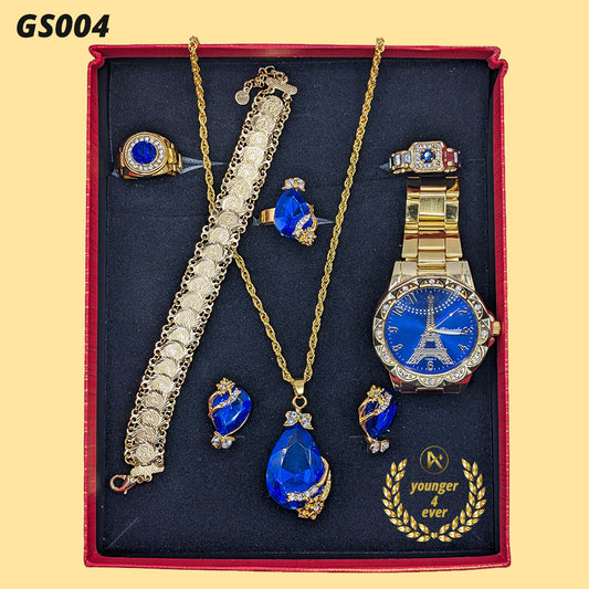 Luxury Golden Round Rhinestone Quartz Set - GS004