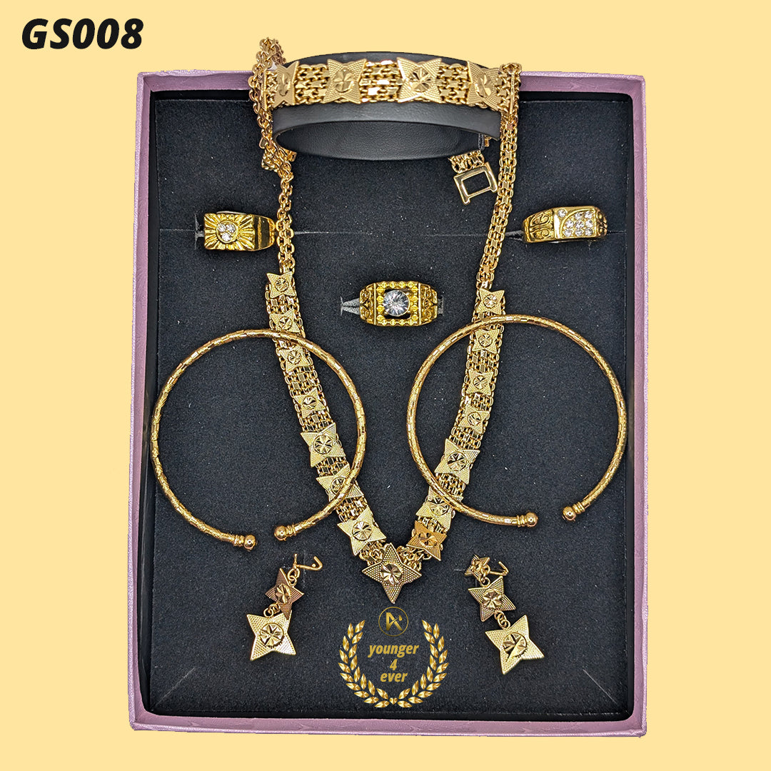 Chic Golden-Tone Copper Jewelry Set for Women - GS008
