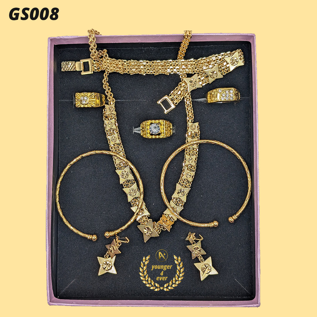 Chic Golden-Tone Copper Jewelry Set for Women - GS008