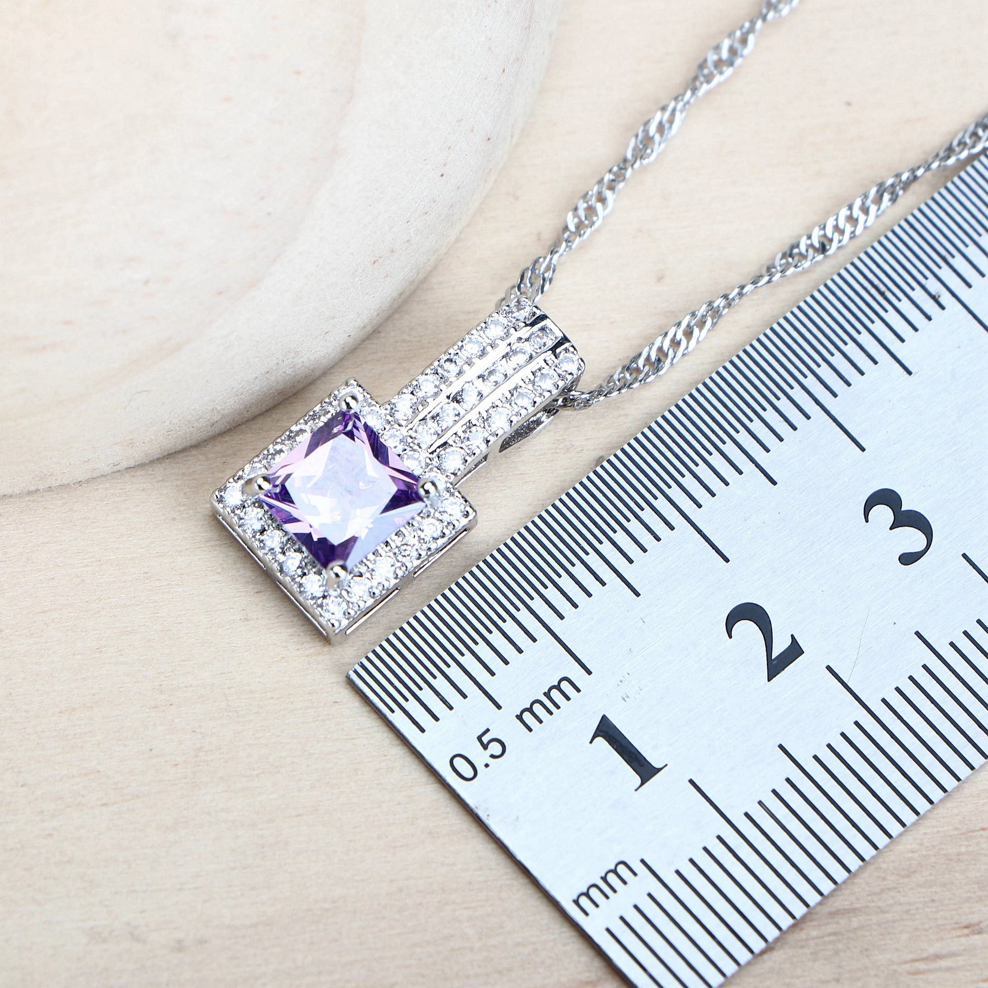 Purple Zirconia Women Bridal Jewelry Sets Silver 925 Fine Costume Jewellery Wedding Earrings Rings Bracelets Pendant Necklace (153)