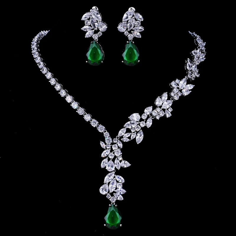 New Unique Design Choker Necklace Stud Earrings Bridal Jewelry Sets Wedding Accessories Dropship (046)