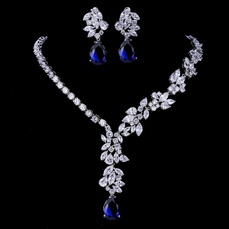 New Unique Design Choker Necklace Stud Earrings Bridal Jewelry Sets Wedding Accessories Dropship (046)