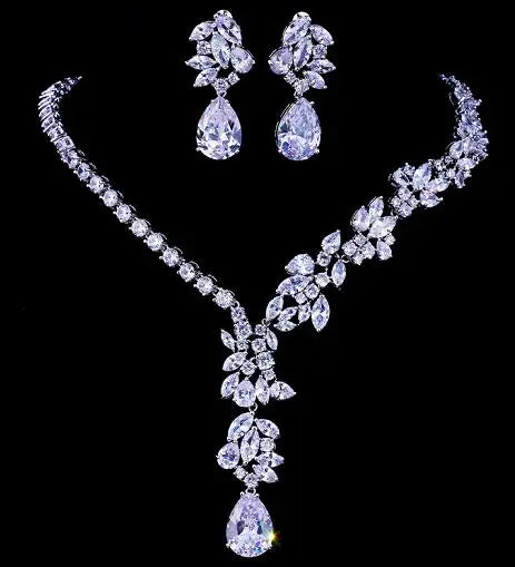 New Unique Design Choker Necklace Stud Earrings Bridal Jewelry Sets Wedding Accessories Dropship (046)