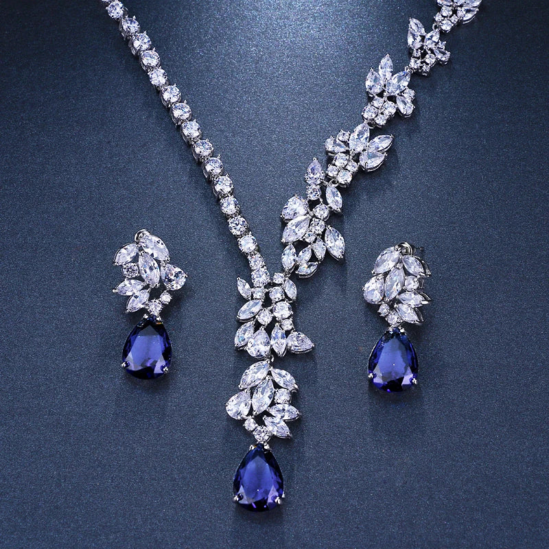 New Unique Design Choker Necklace Stud Earrings Bridal Jewelry Sets Wedding Accessories Dropship (046)