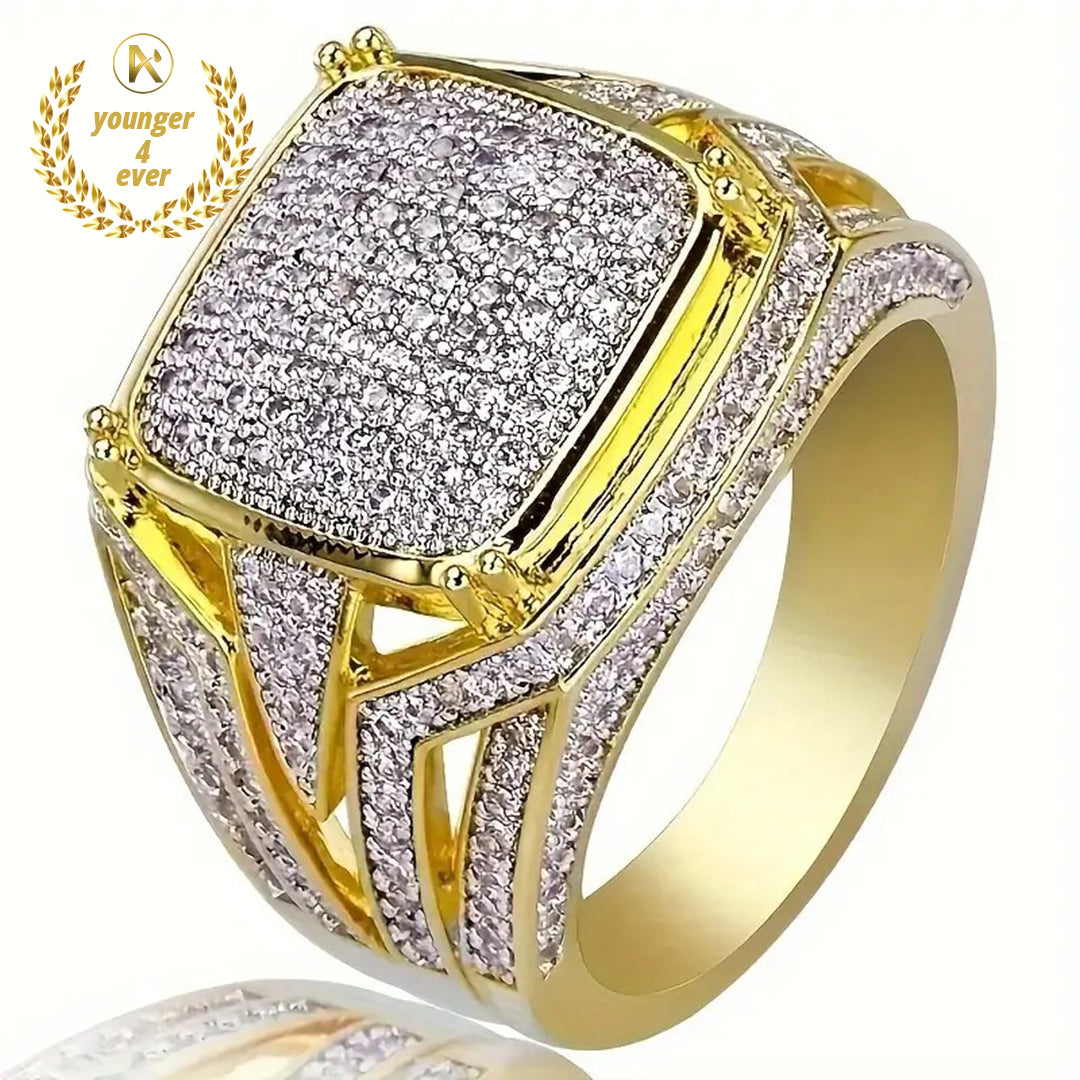 Mens Square Punk Zirconia Ring