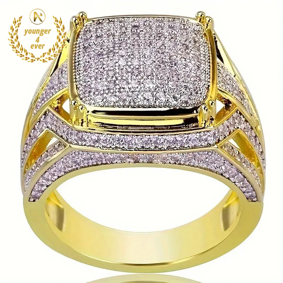 Mens Square Punk Zirconia Ring