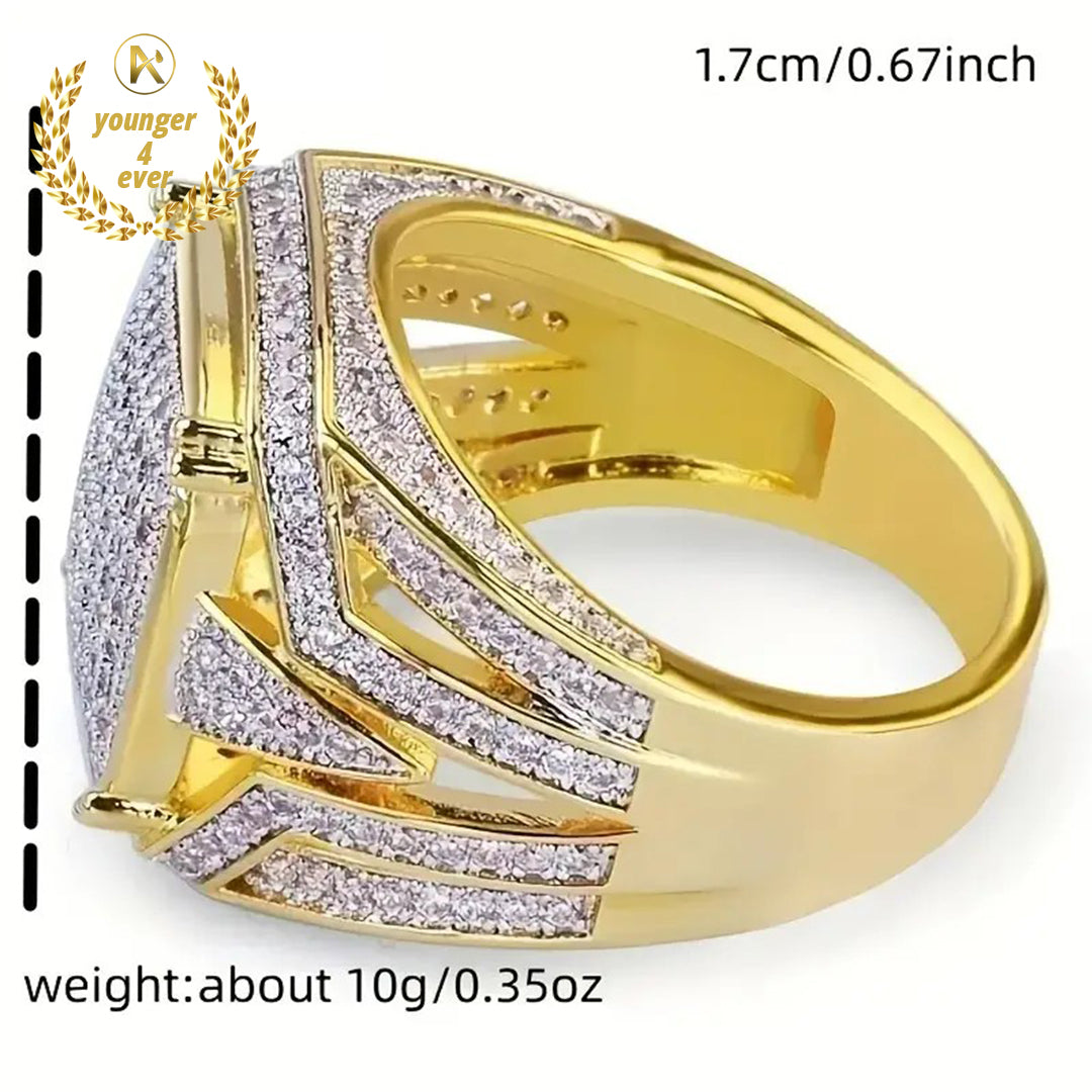 Mens Square Punk Zirconia Ring