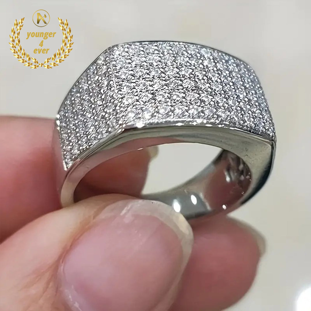 Fashionable Micro Pave Shiny Synthetic Zircon Wide Ring