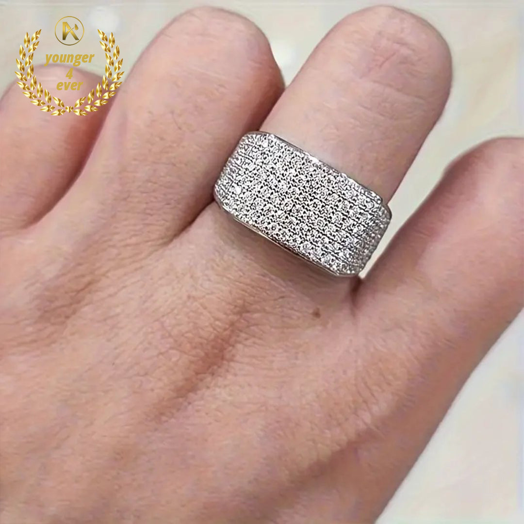 Fashionable Micro Pave Shiny Synthetic Zircon Wide Ring