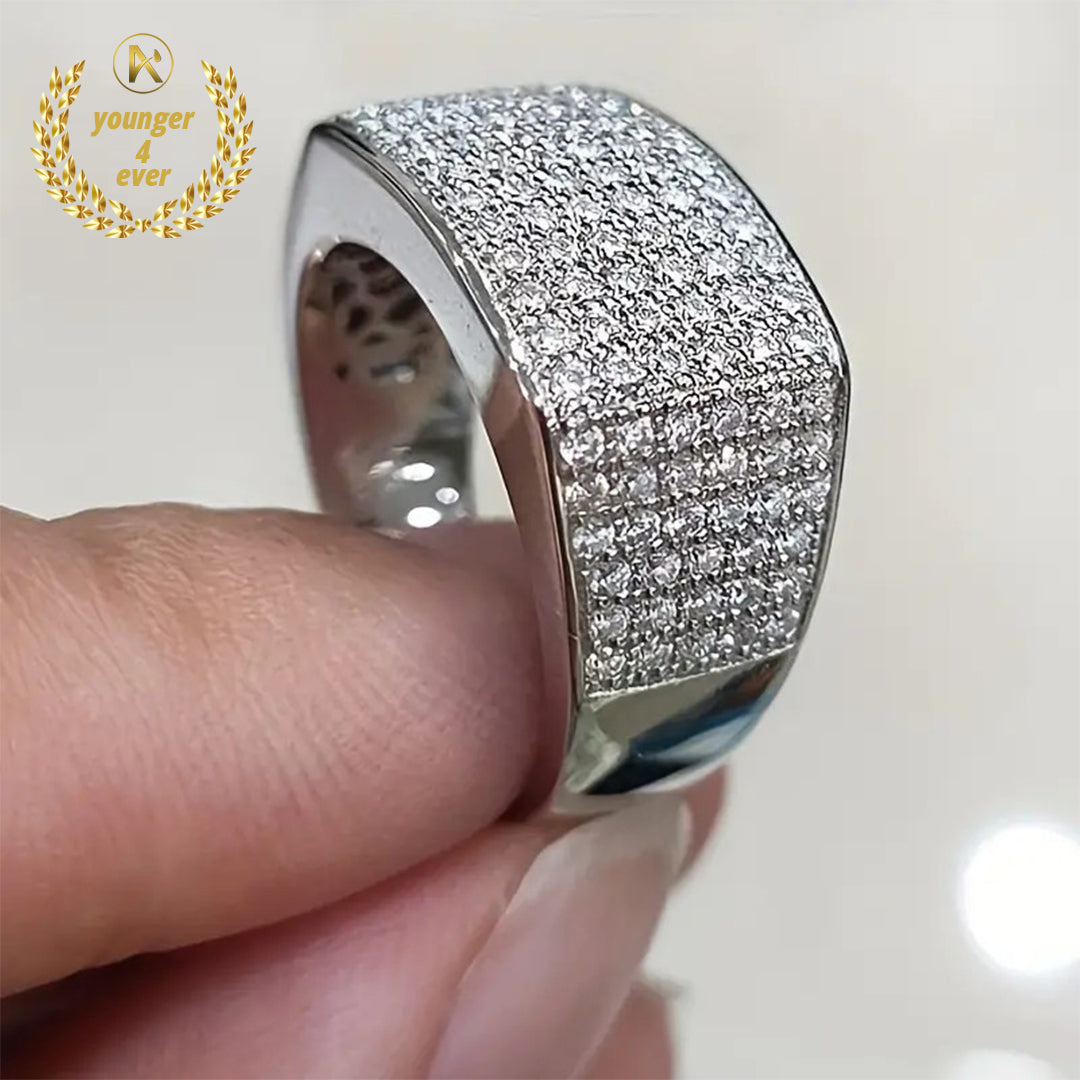 Fashionable Micro Pave Shiny Synthetic Zircon Wide Ring
