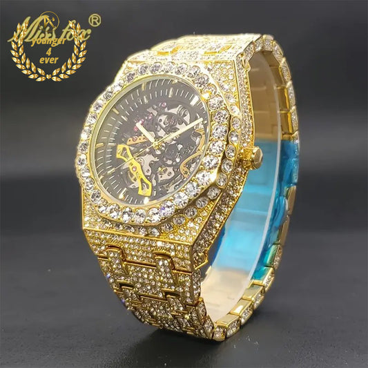 Luxurious MISSFOX Hip-Hop Brand Men's Golden Watch