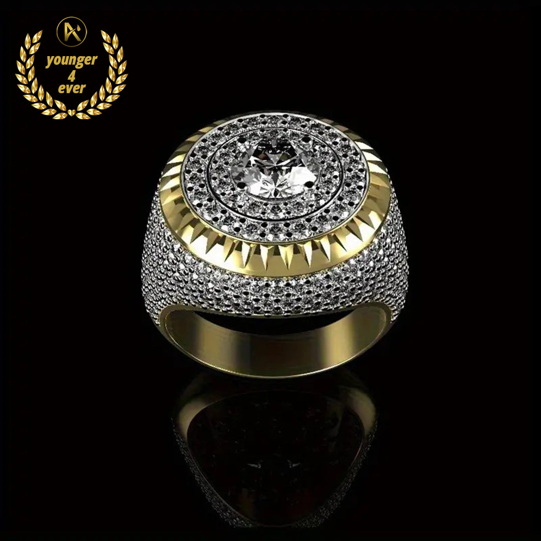 Luxurious Inset Artificial Zircon Retro Hip Hop Style Men's Ring
