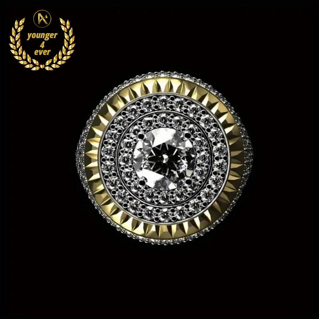 Luxurious Inset Artificial Zircon Retro Hip Hop Style Men's Ring