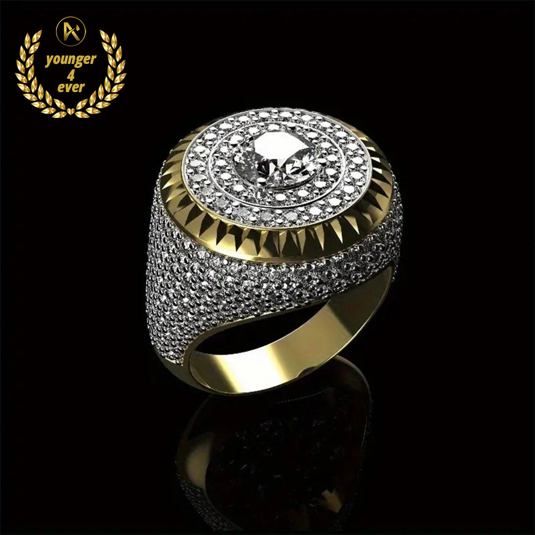 Luxurious Inset Artificial Zircon Retro Hip Hop Style Men's Ring