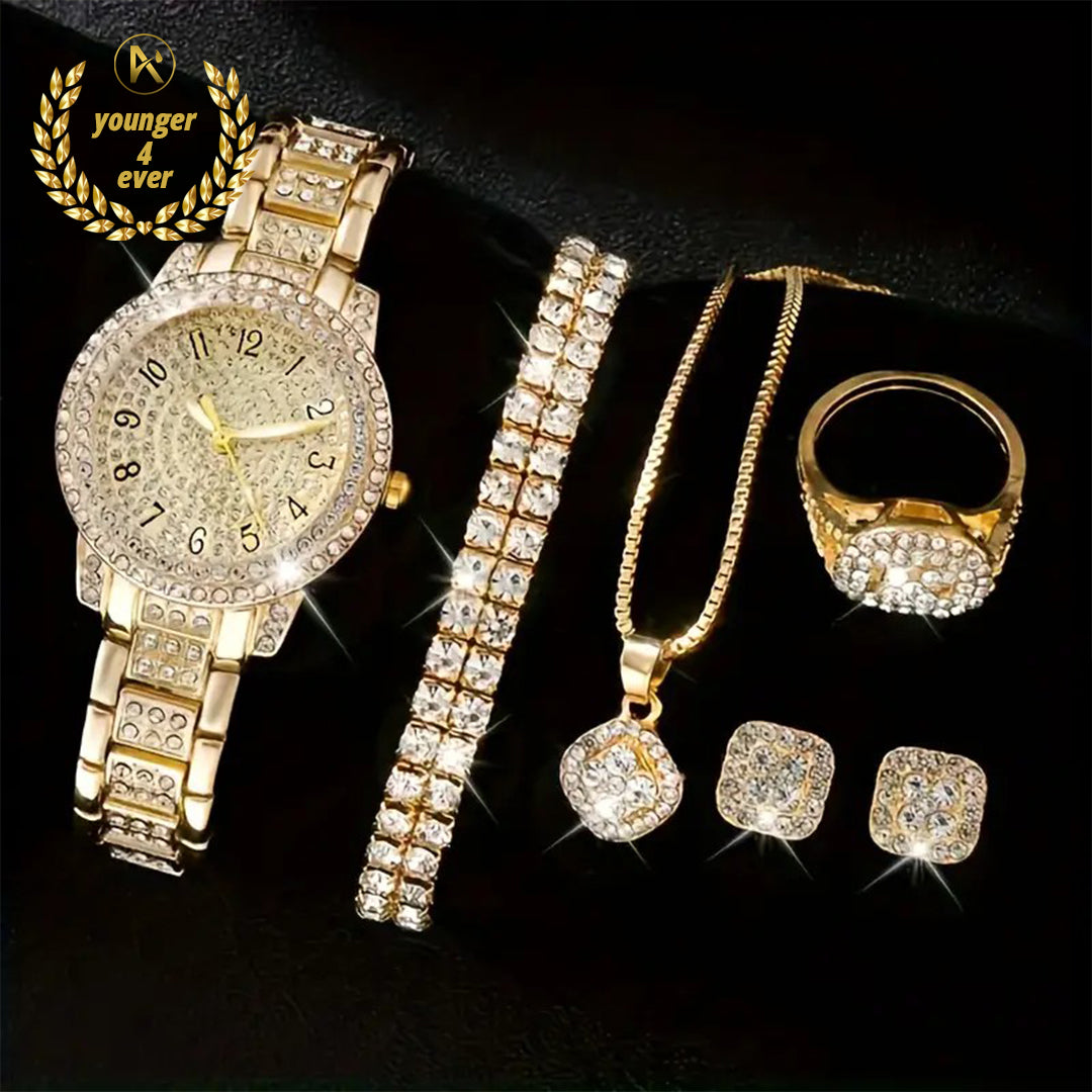 Stunning Round Rhinestone Quartz Set - GS002