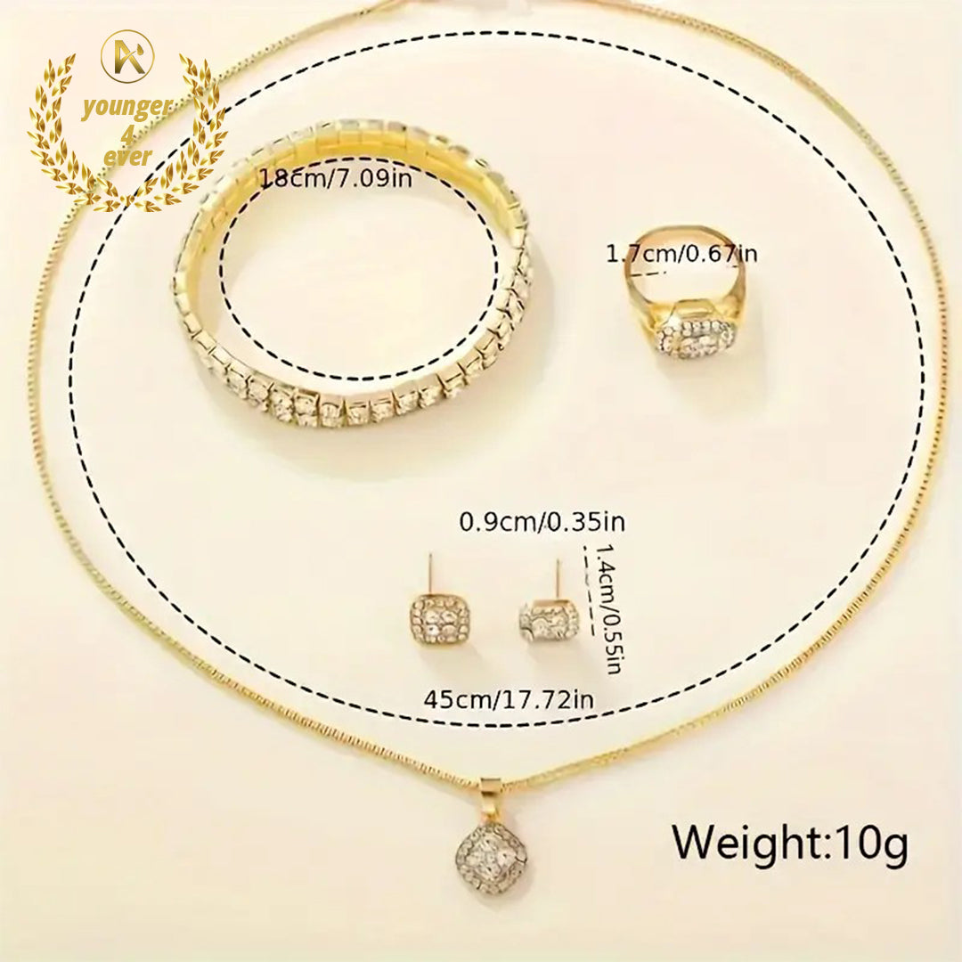 Stunning Round Rhinestone Quartz Set - GS002
