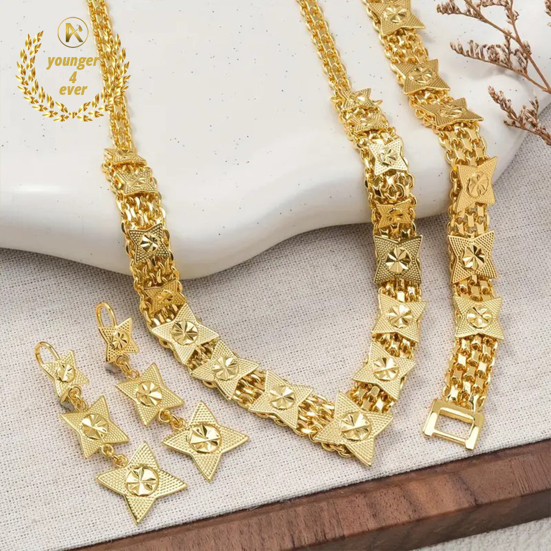 Chic Golden-Tone Copper Jewelry Set for Women - GS008