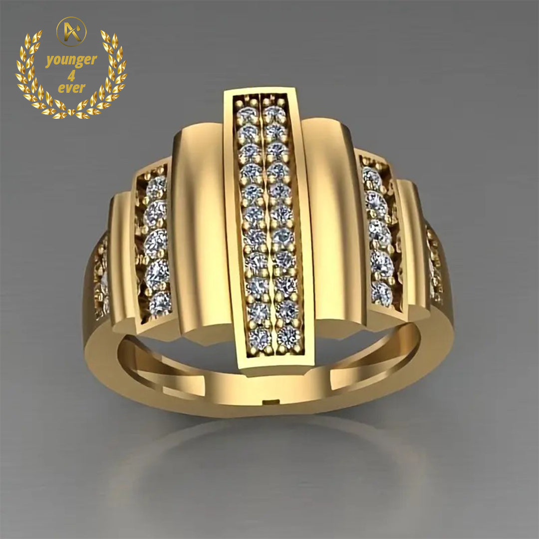 Elegant Men's Copper Ring with Cubic Zirconia