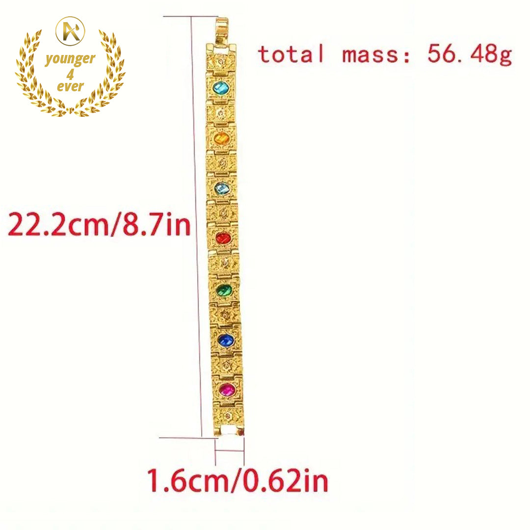 Magnetic Colorful Gemstone Zinc Alloy Bracelet for Women and Men