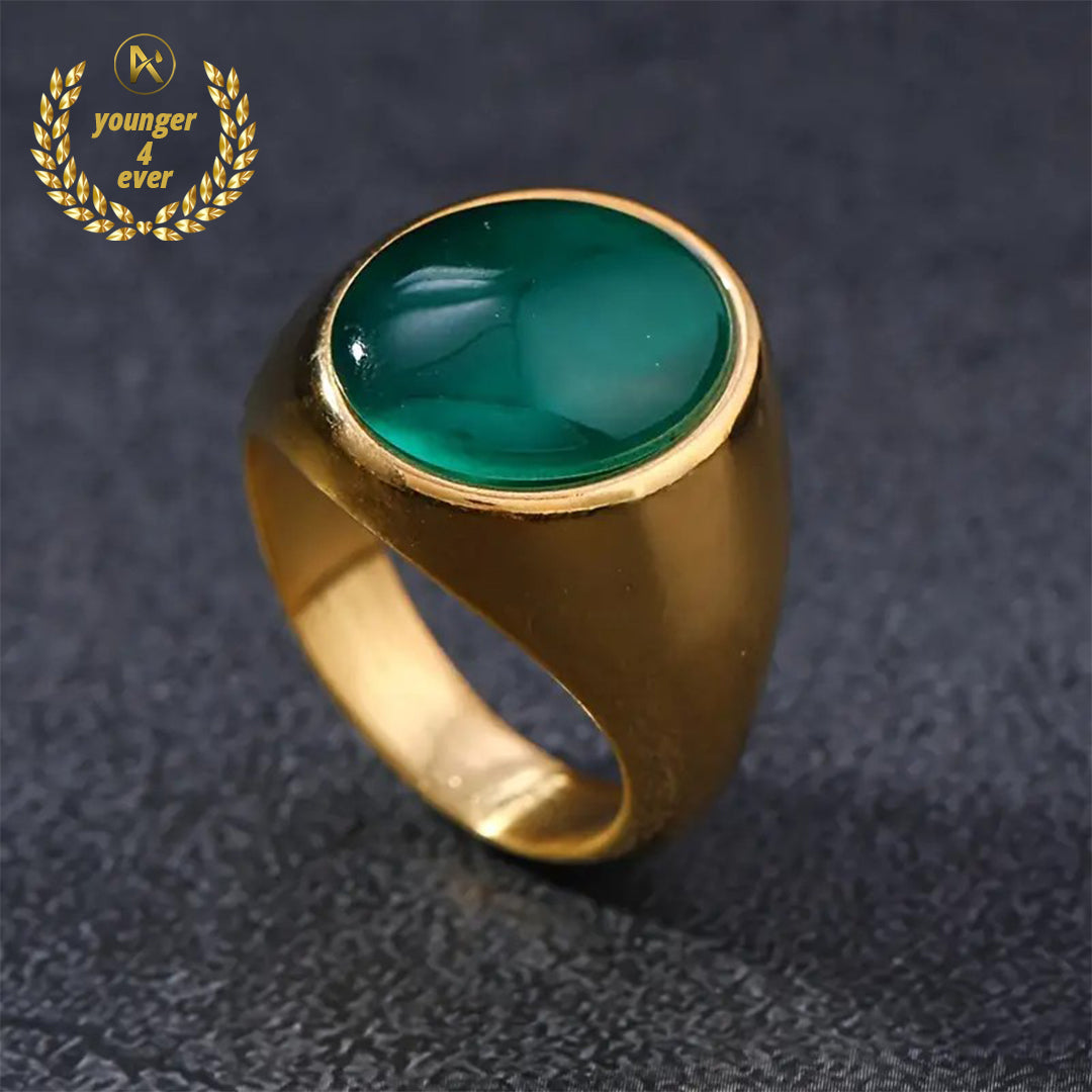 Stunning Multicolor Oval Cat Eye Gemstone Ring in Silvery & Golden Finish