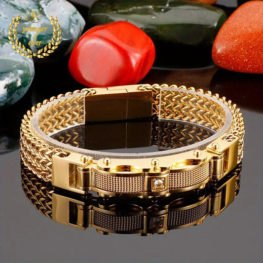 18K Gold Plated Fashionable Men's Titanium Steel Bracelet