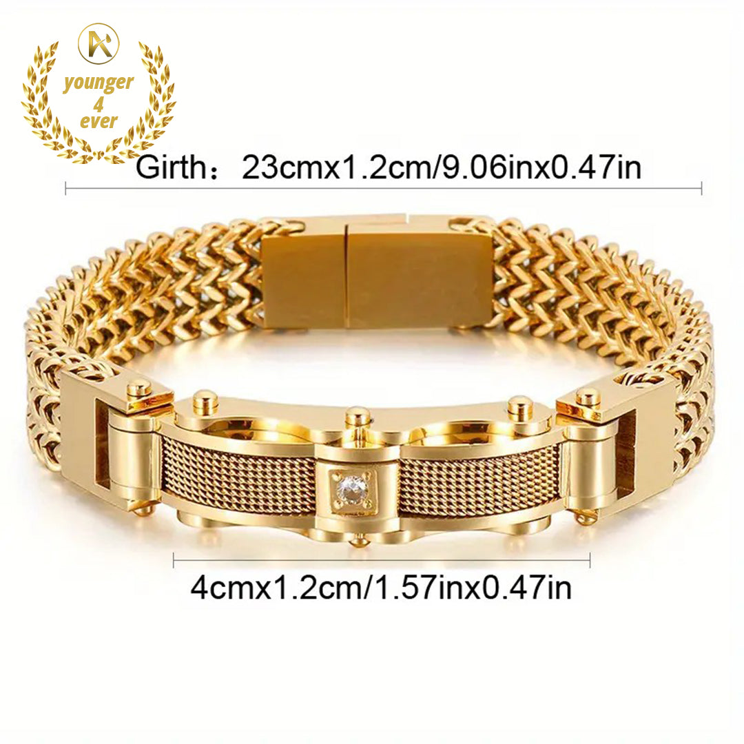 18K Gold Plated Fashionable Men's Titanium Steel Bracelet