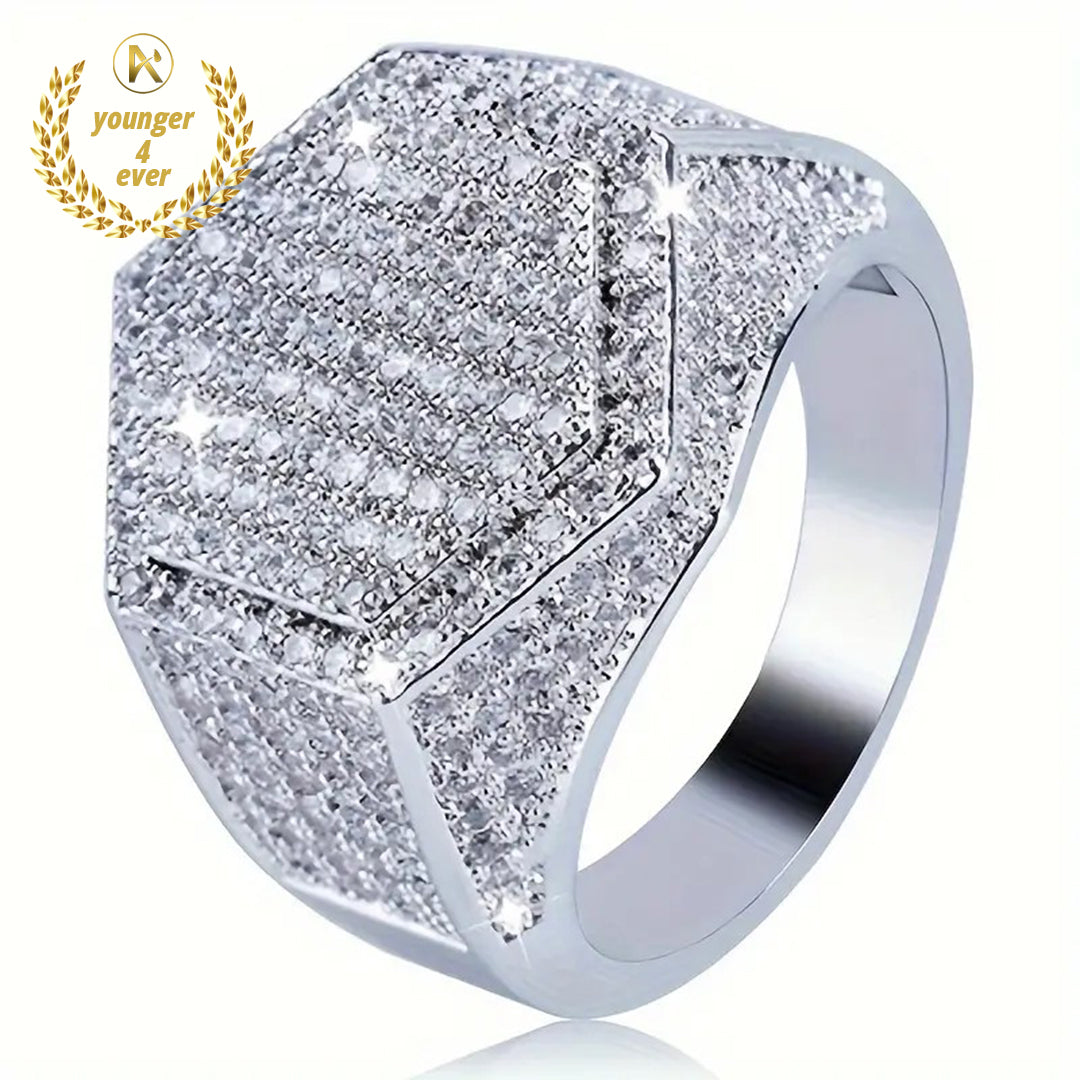 Luxury Hexagon Full Rhinestone Ring for Men