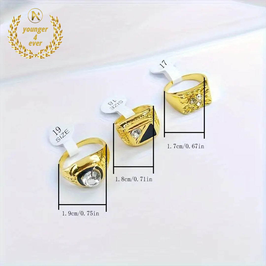 Men's Classic Retro Golden Band Rings Set