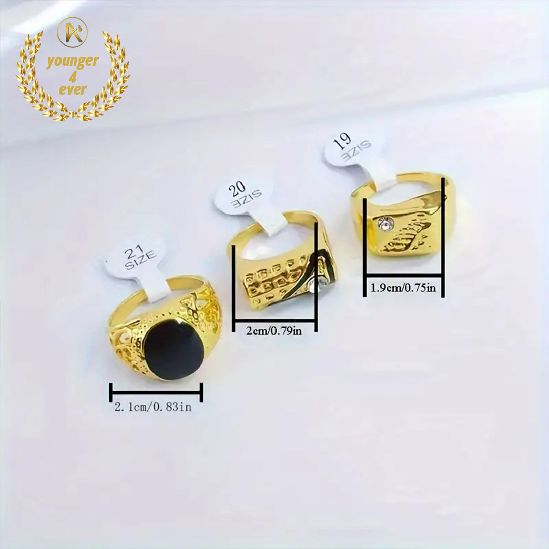 Men's Classic Retro Golden Band Rings Set