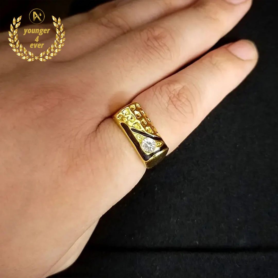 Men's Classic Retro Golden Band Rings Set