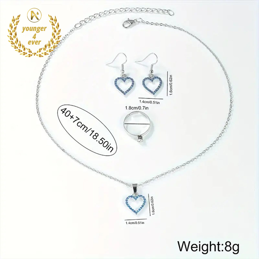 Stunning Blue Round Rhinestone Accented Quartz Watch Set