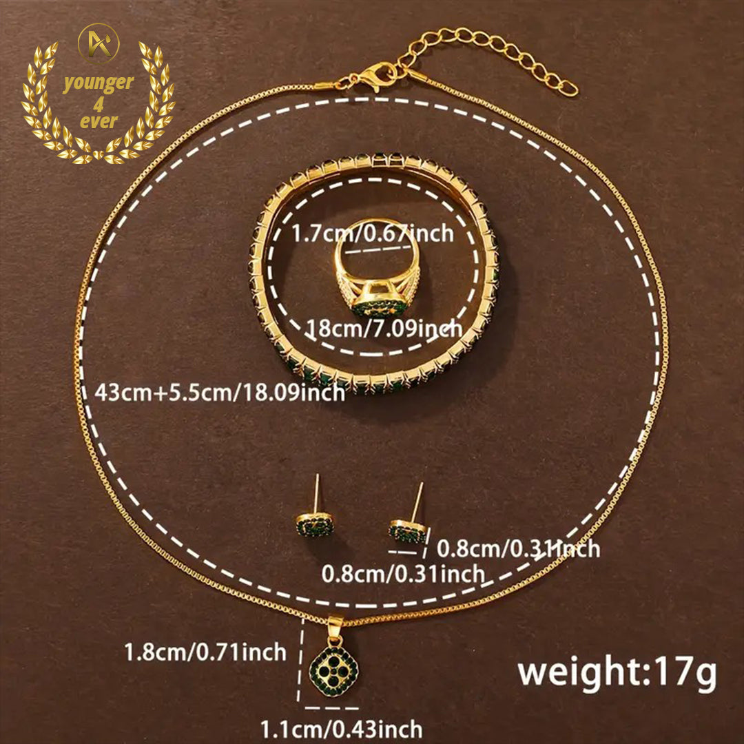 Green Round Rhinestone Quartz Set - GS001