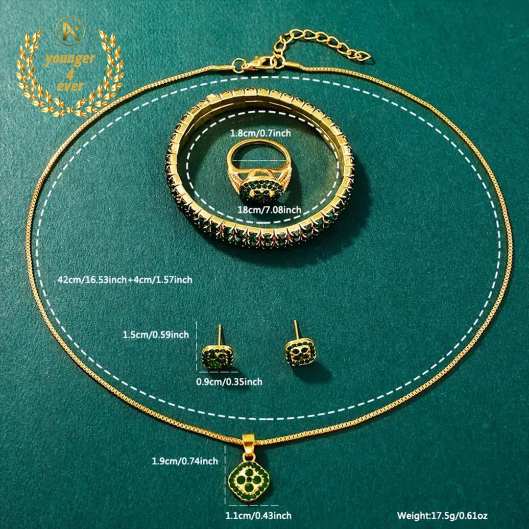 Glamorous 6pcs Women's Quartz Watch & Rhinestone Jewelry Set