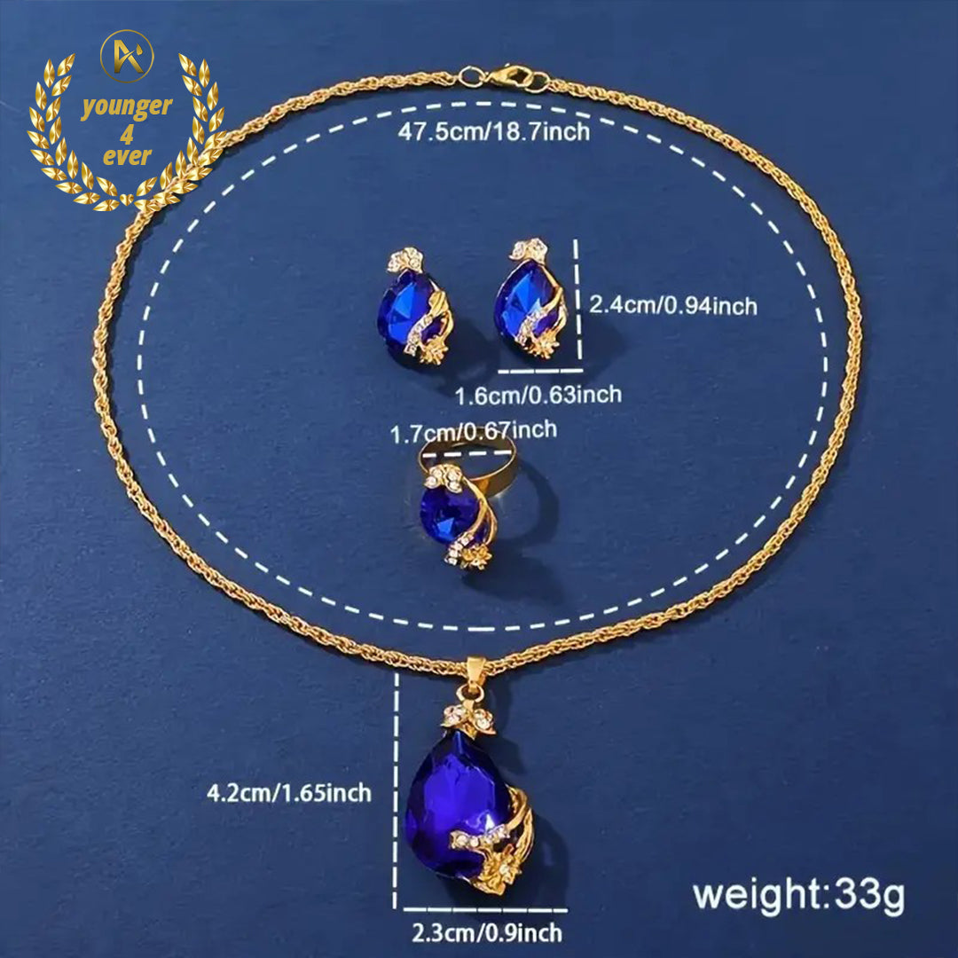 Luxury Golden Round Rhinestone Quartz Set - GS004